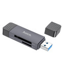 HOCO card reader 2in1 USB A + Type C 3.0 metal gray