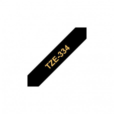 Kleepkirjalint Brother TZE-334 must, kuldne tekst, laius 12mm