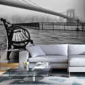 Fototapeet - A Foggy Day on the Brooklyn Bridge - 400x280