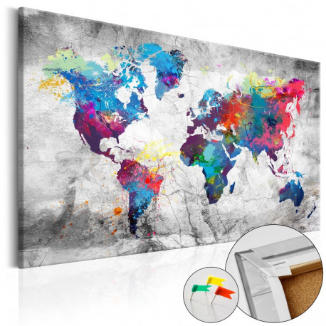 Pilt korgil - World Map: Grey Style [Cork Map] - 90x60