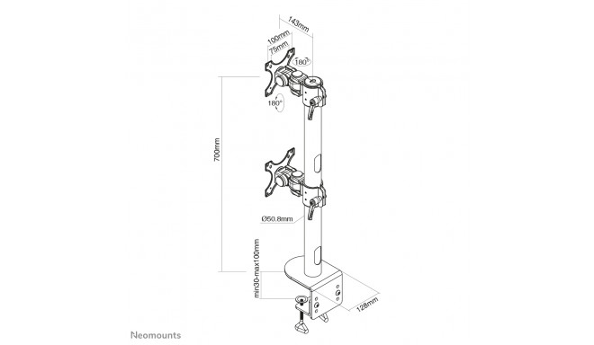 NEWSTAR FLAT SCREEN DESK MOUNT (CLAMP), HIGH CAPACITY 10-49" BLACK