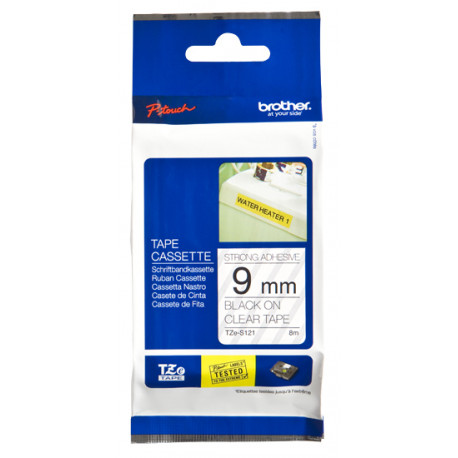 Brother tape TZES121 9mm, black/transparent