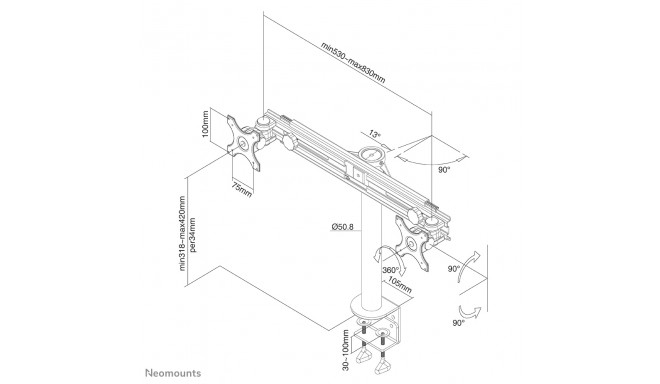 NEWSTAR FLAT SCREEN DESK MOUNT (CLAMP)  10-30" BLACK