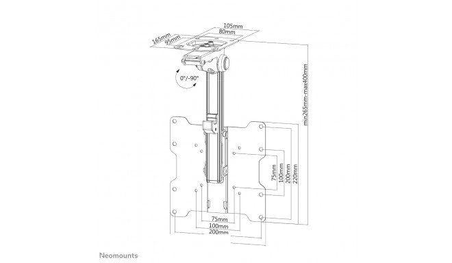 NEWSTAR FLAT SCREEN CEILING MOUNT (HEIGHT: 26,5-40 CM) 10-40" BLACK