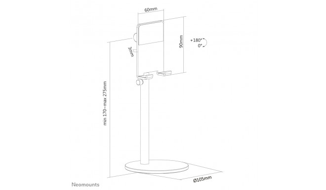 NEWSTAR PHONE DESK STAND (SUITED FOR PHONES UP TO 10"), SILVER