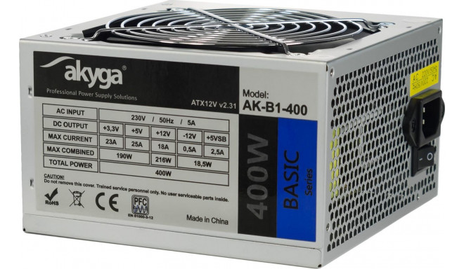 Akyga AK-B1-400 power supply unit 400 W 20+4 pin ATX ATX Green