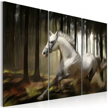 Seinapilt - A white horse in the midst of the trees - 90x60