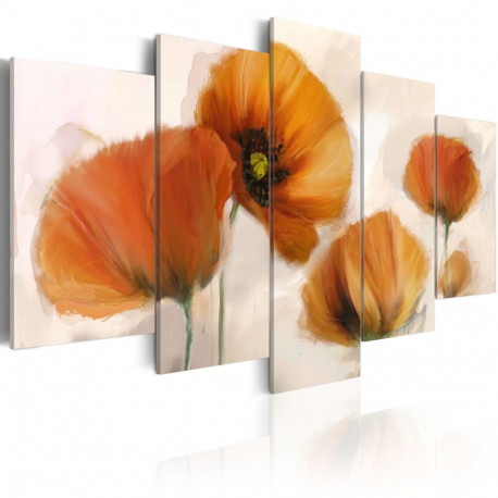 Seinapilt - Artistic poppies - 5 pieces - 200x100