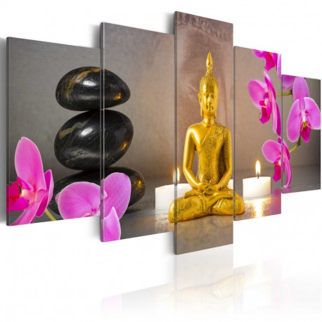 Seinapilt - Golden Buddha and orchids - 200x100
