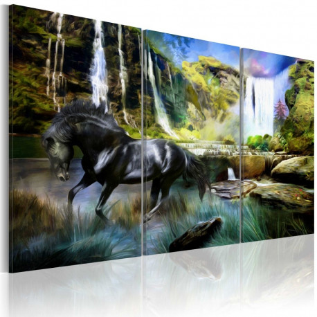 Seinapilt - Horse on the sky-blue waterfall background - 120x80