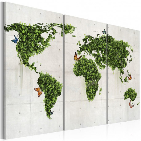Seinapilt - Green land of butterflies - triptych - 120x80