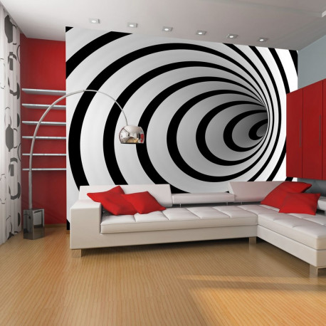 Fototapeet - Black and white 3D tunnel - 250x193