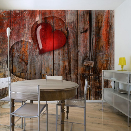Fototapeet - Heart on wooden background - 200x154
