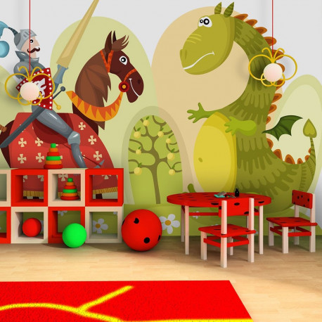 Fototapeet - Dragon and knight - 400x309