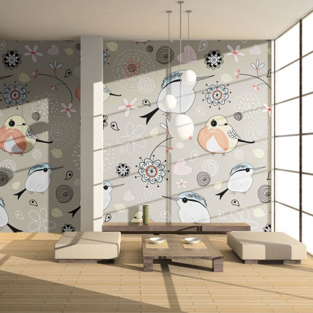 Fototapeet - Natural pattern with birds - 200x154