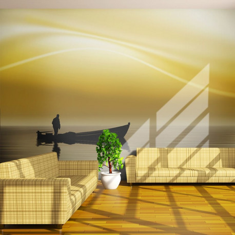 Fototapeet - Fishing at sunset - 350x270