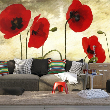 Fototapeet - Golden Field of Poppies - 350x270