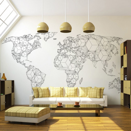 Fototapeet - Map of the World - white solids - 350x270