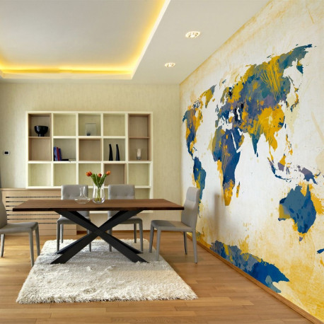 Fototapeet - Map of the World - Sun and sky - 250x193