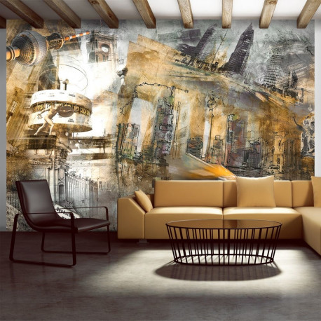 Fototapeet - Berlin - collage (orange) - 350x245