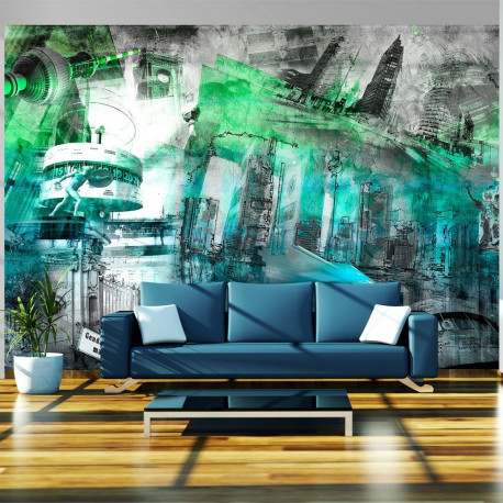 Fototapeet - Berlin - collage (green) - 350x245