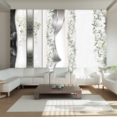 Fototapeet - Parade of orchids in shades of gray - 350x245