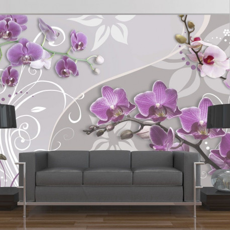Fototapeet - Flight of purple orchids - 350x245