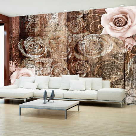 Fototapeet - Old Wood & Roses - 350x245