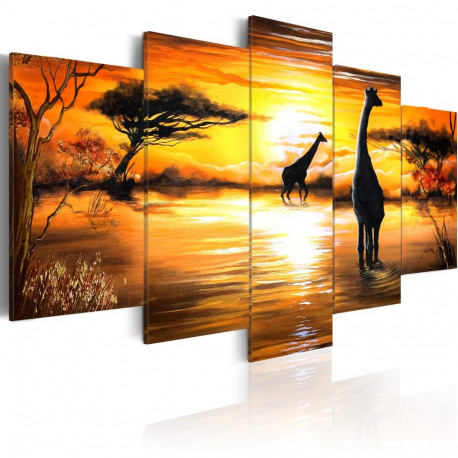 Seinapilt - Giraffes at watering hole - 100x50