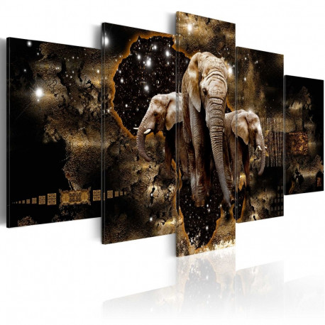 Seinapilt - Brown Elephants (5 Parts) Wide - 200x100