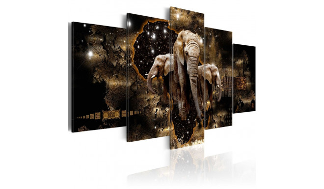 Seinapilt - Brown Elephants (5 Parts) Wide - 100x50