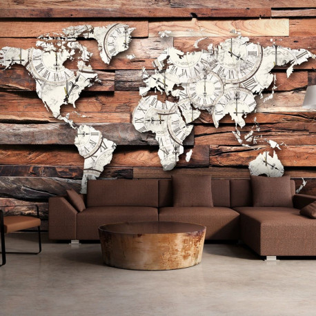 Fototapeet - Map On Wood - 250x175