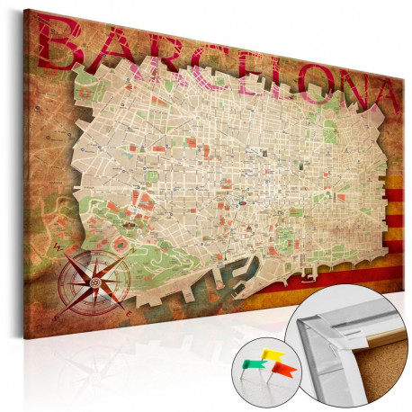 Pilt korgil - Map of Barcelona [Cork Map] - 120x80