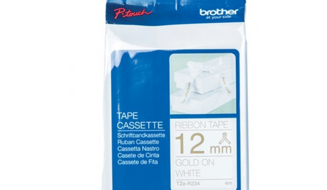 Brother label printer tape 12 gold on white ribbon TZER234