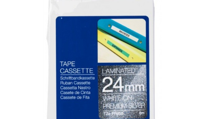 BROTHER TZE-PR935 24 WHITE ON SILVER TAPE
