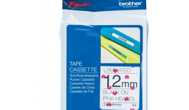 BROTHER TZEMPPH31 12 BLACK ON PINK HEARTS