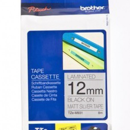 BROTHER TZEM931 12 BLACK ON SILVER MET-M