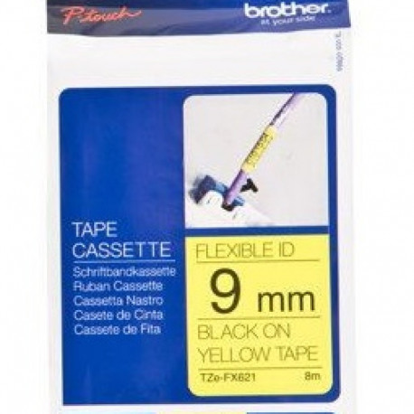 BROTHER TZEFX621 9 BLACK ON YELLOW FLEX