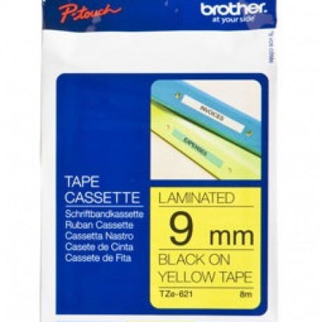 BROTHER TZ621 9 BLACK ON YELLOW