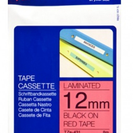 BROTHER TZE431 12 BLACK ON RED