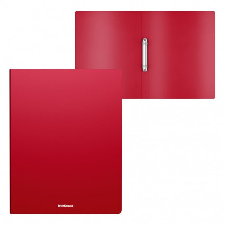Ring binder ErichKrause® Matt Classic, with 2 rings, 24mm, A4, red (4 pcs in a bag)