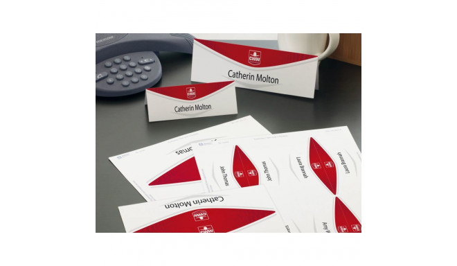 Name tag card AVERY Zweckform 110x40mm 185g with microperf. 25 sheets matt white