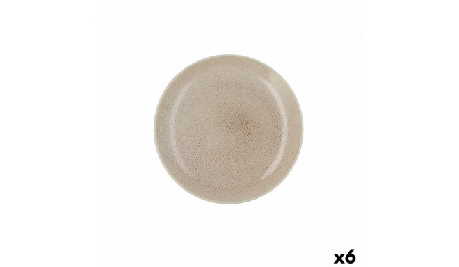 Flat plate Ariane Porous Ceramic Beige Ø 27 cm (6 Units)