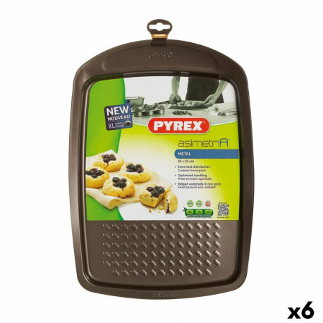 Ahjuvorm Pyrex Asimetria Ristkülikukujuline Must Metall 33 x 25 cm (6 Ühikut)