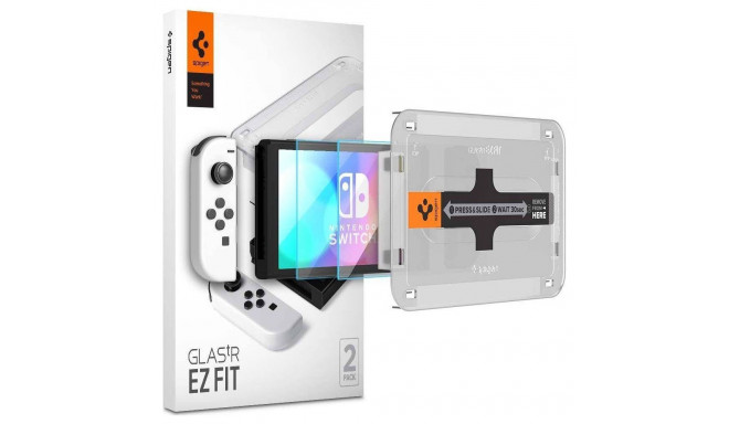 Spigen karastatud klaas Nintendo Switch OLED jaoks 2 tk.