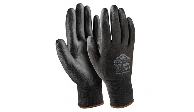 Black polyurethane gloves L 12 pcs.