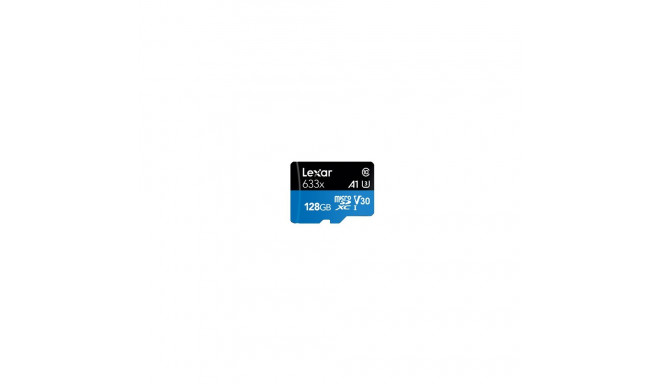 Lexar suure jõudlusega 633x UHS-I micro SDXC 128 GB Class 10 U3 V30 A1 45 MB/s 100 MB/s 843367119707