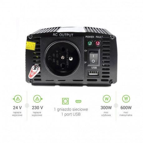 Green Cell automuundur 24V kuni 230V 300W/600W reguleeritud väljundpingega
