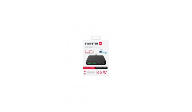 Swissten Desktop GaN Charger Adaperis 2x USB-C /  2x USB / 65W