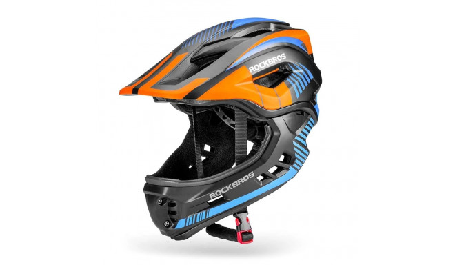 Rockbros TT-32SOBL-M children&#39;s bicycle helmet with removable chinbar, size M - black and orange